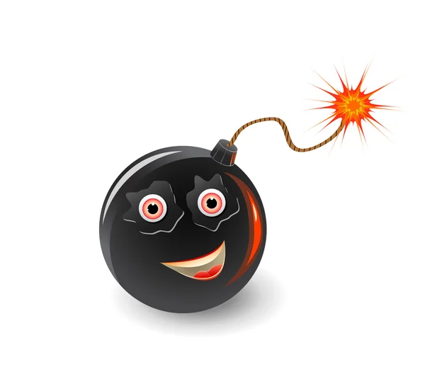 Bomb face icon with burning fuse — Stock Vector