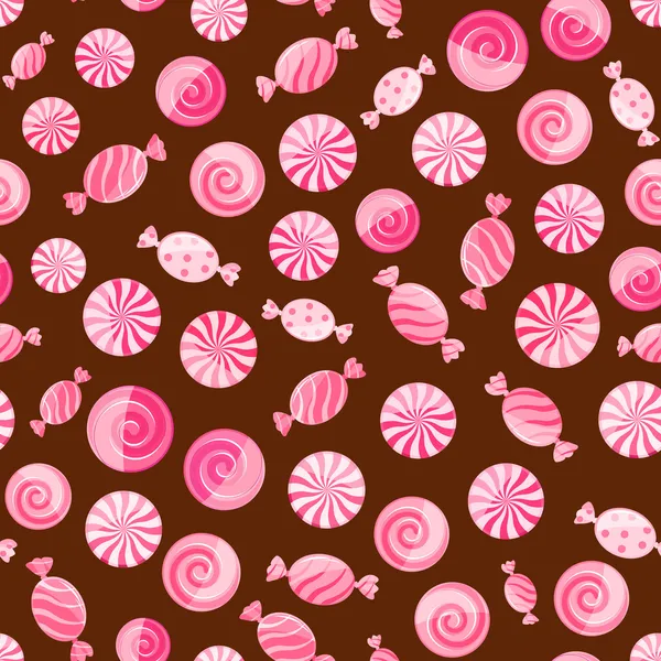 Rosa gestreifte Bonbons nahtloses Muster — Stockvektor