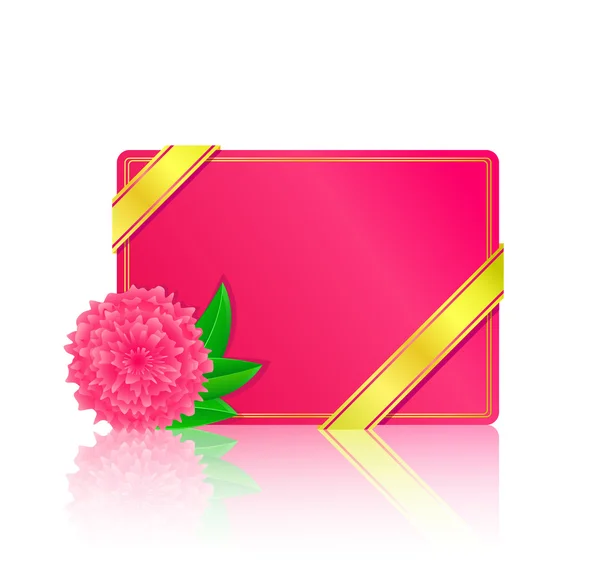 花と葉とピンクのカード — ストックベクタ
