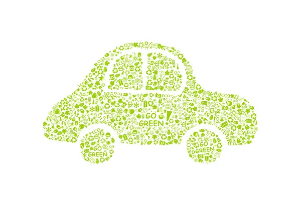 stock vector Go green eco pattern on car silhouette