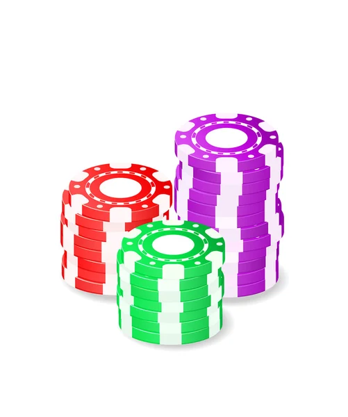Casino chips i stacken — Stock vektor