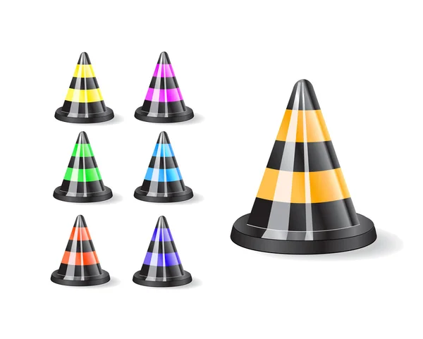 Icône de cônes de trafic noir — Image vectorielle