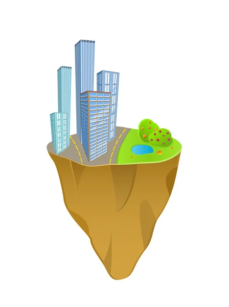 Budovy a koncepce přírody na planetě mini řezy — Stockový vektor