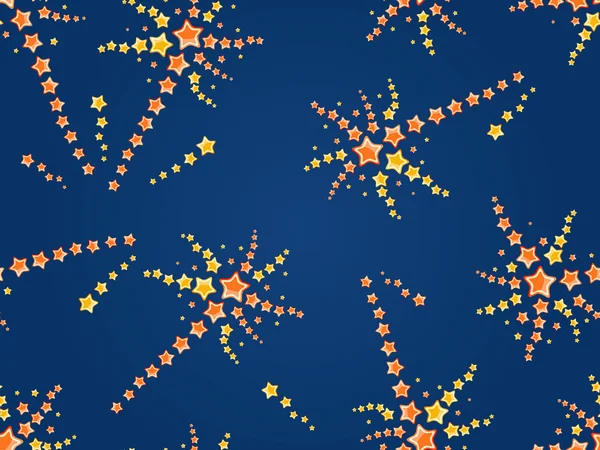 Бесшовный фейерверк с жёлтыми и красными звёздами — стоковый вектор