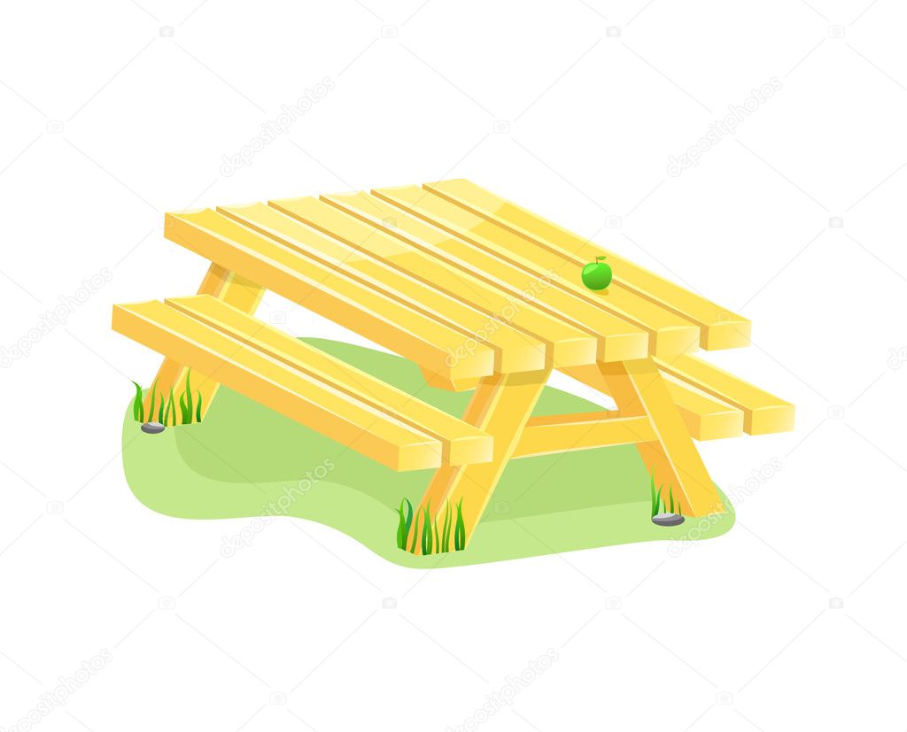 Outdoor table with bench.