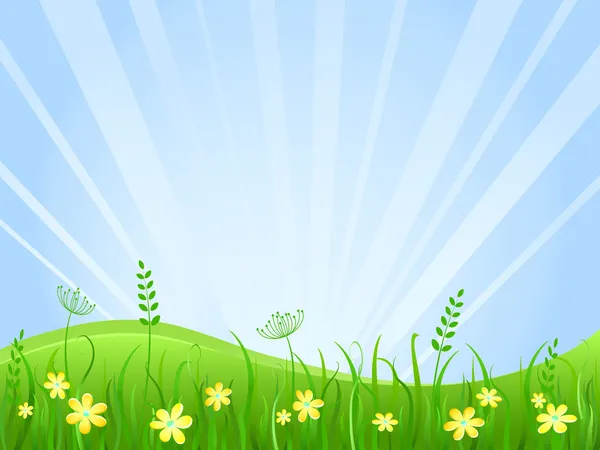 Beautiful green meadow scene — Stock Vector