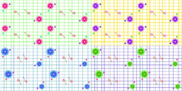Motif floral sans couture sur fond rayé — Image vectorielle