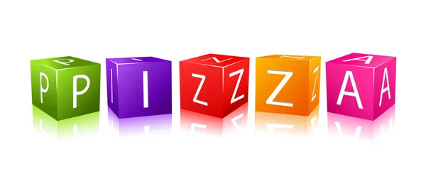 다채로운 큐브의 구성 단어 피자 — 스톡 벡터