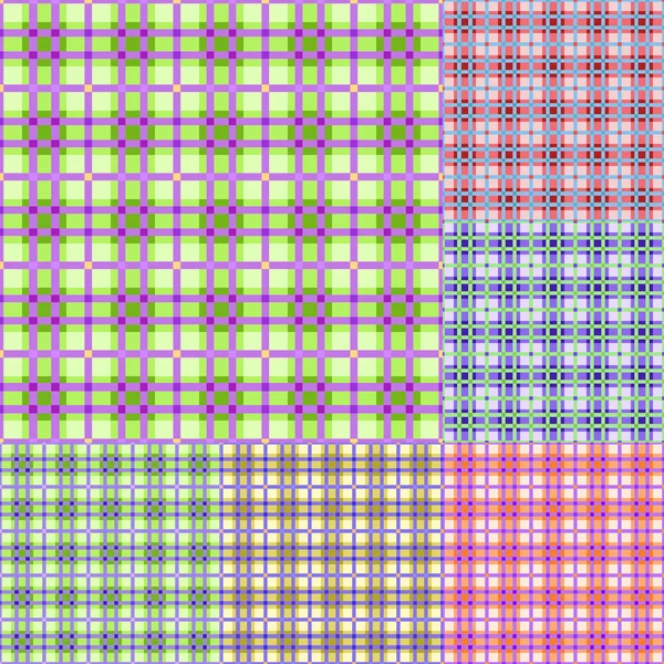 Plaid colorful seamless pattern set — Stock Vector