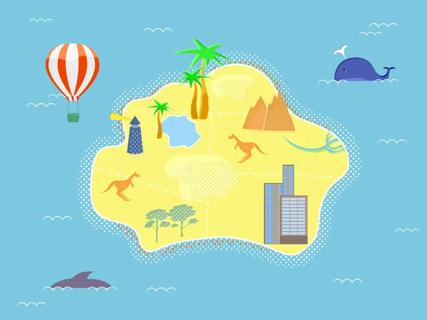Carte de l'île de style rétro — Image vectorielle