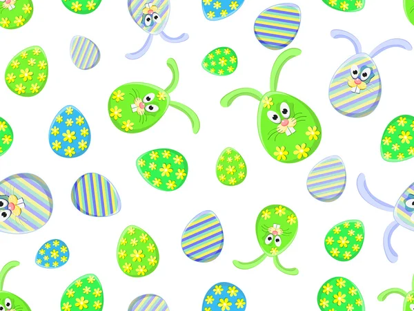 复活节彩蛋与小兔无缝模式 — 图库矢量图片