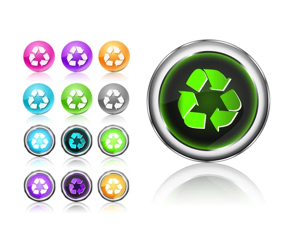 Icons Set with recycle sign silhouette — Stock Vector