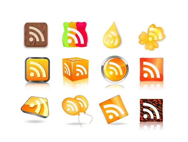 Different style of rss icon set — Stock Vector