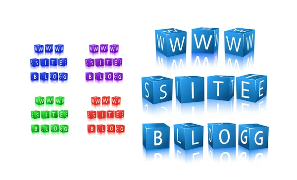 Слово блог, сайт, www, що складається з кубиків літери — стоковий вектор