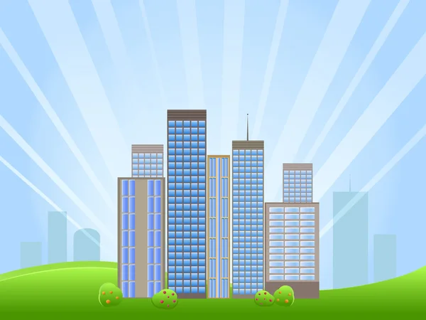 stock vector Downtown with Skyscrapers on Horizon