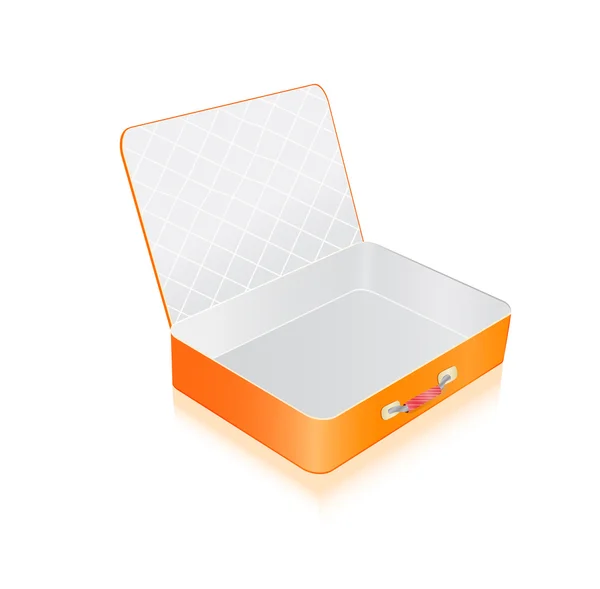Valise orange ouverte vide — Image vectorielle