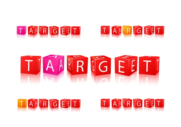 Slovo target se skládá z barevných kostek — Stockový vektor