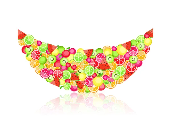 Silhouette pastèque remplie de fruits — Image vectorielle