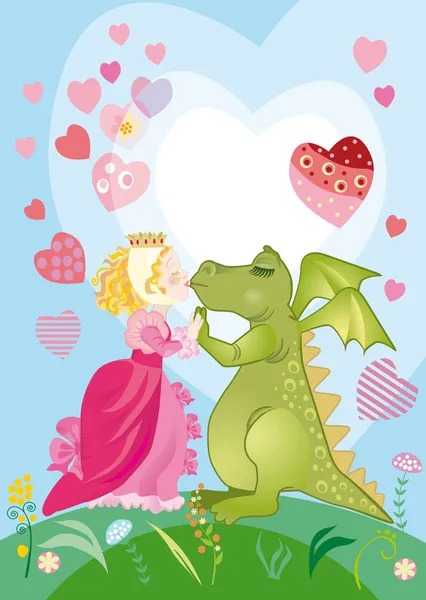 Cada dragón tiene la princesa — Archivo Imágenes Vectoriales