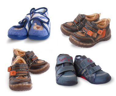 Set from 4 pair of shoe for a year-old kid clipart