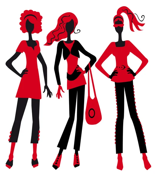 Three fashionable girls — Stock Vector