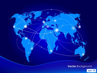 Vector illustration world map. Concept communication. clipart