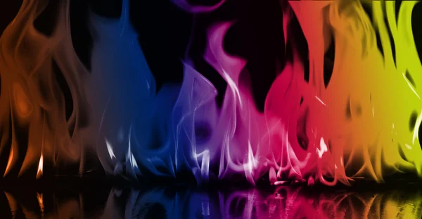 Detailní záběr ohně a plamenů na černém pozadí — Stock fotografie