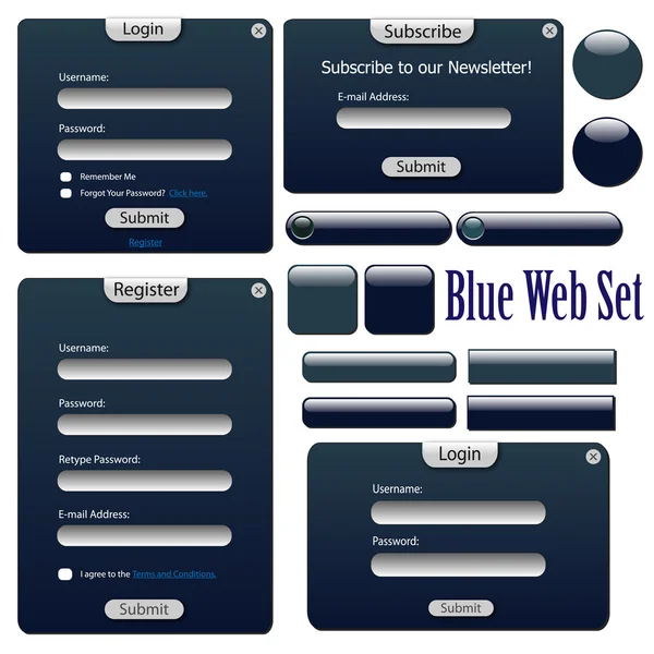 暗蓝色 web 窗体 — 图库矢量图片