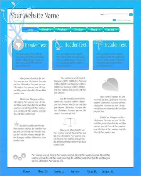 Blauwe webpagina — Stockvector