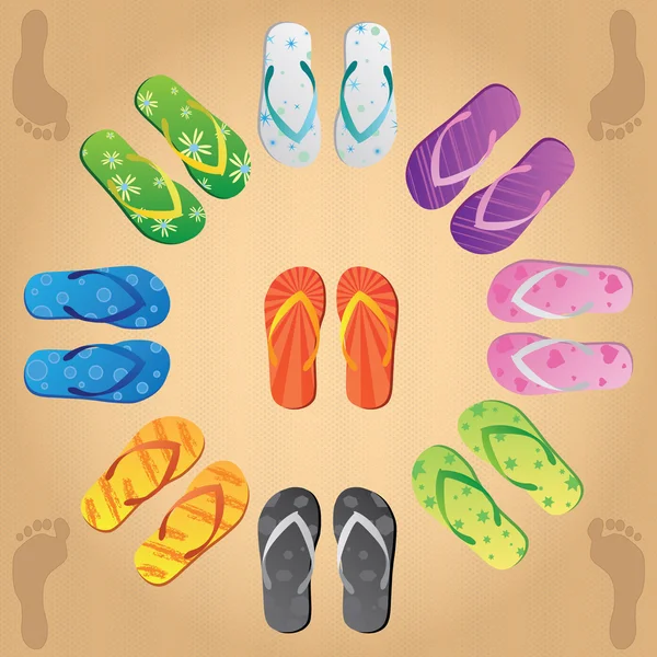 Kleurrijke flip-flops — Stockvector