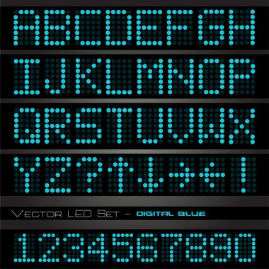 Blue digital letters and numbers clipart