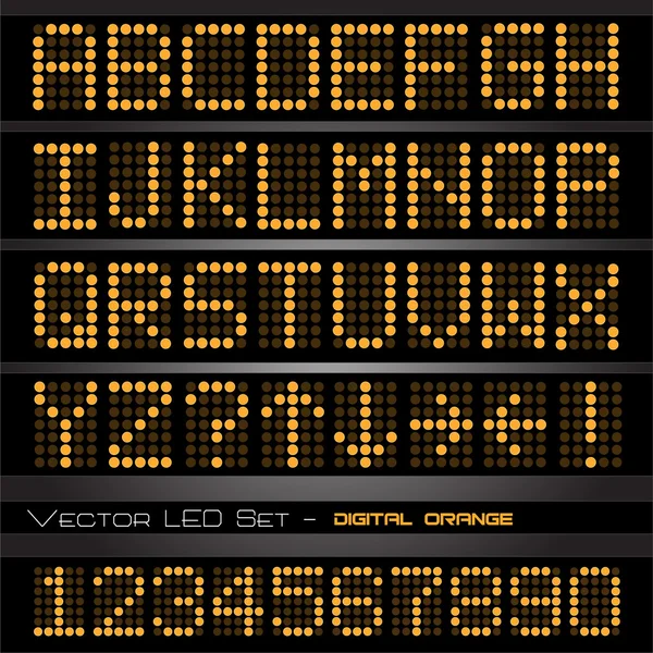 Números y letras led naranja — Archivo Imágenes Vectoriales