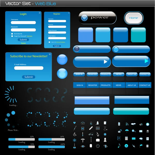 Set blauw websites — Stockvector