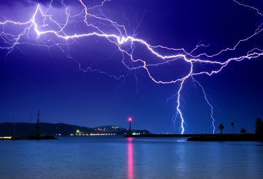 Lightning above the lake clipart