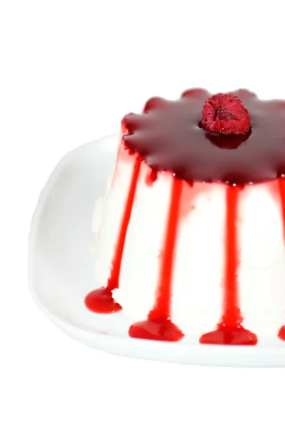 Cheesecake with raspberry sauce — Stock Photo, Image