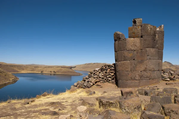 Túmulos de Sillustani em Peru — Fotografia de Stock