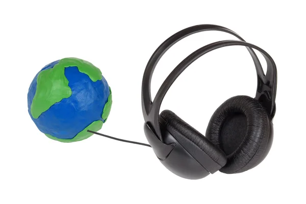 Glob i słuchawki — Zdjęcie stockowe