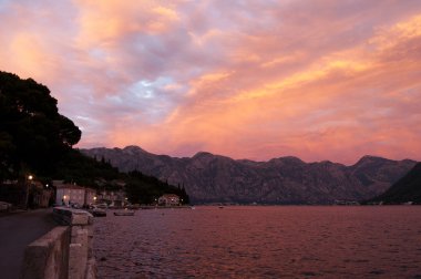 Evening in the Bay of Kotor, Montenegro clipart