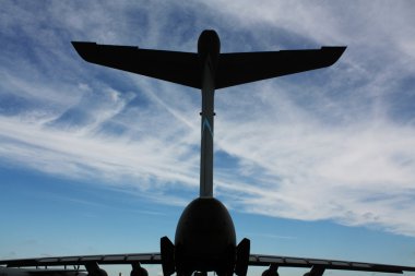 Silhouette of airplane, back view clipart