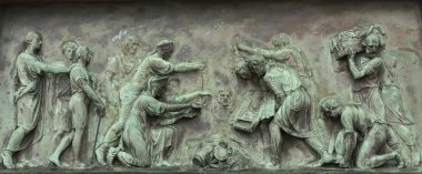 Bas-relief on the monument to Minin and Pozharsky in Moscow clipart