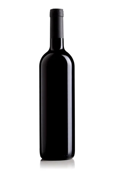 Garrafa de vinho com rótulo preto — Fotografia de Stock
