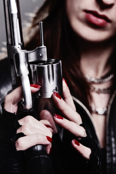 Girl with a revolver