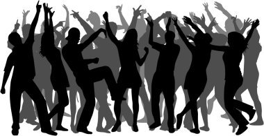 Disco-dancing to a large group of clipart