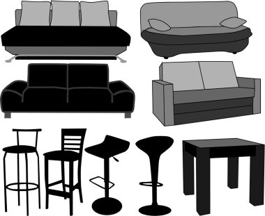 Furniture-home furnishings, working with vectors clipart