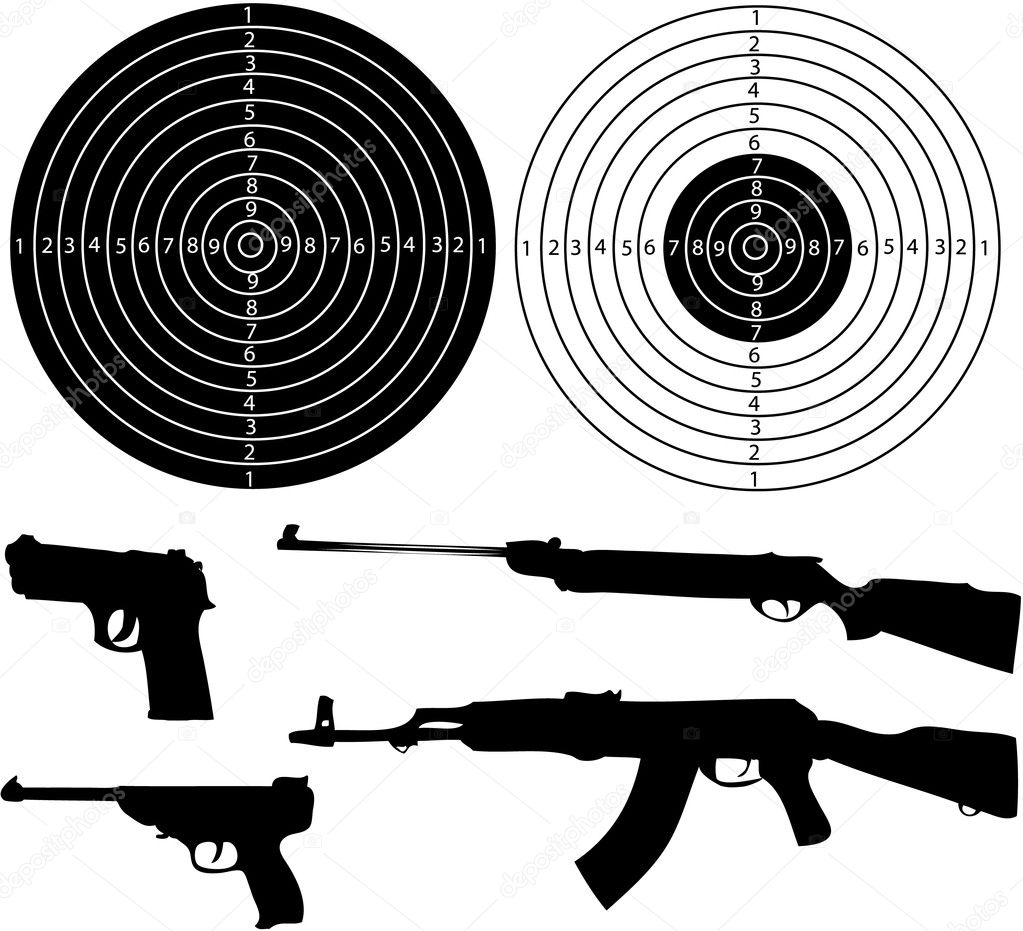 Guns and shields - vector illustration
