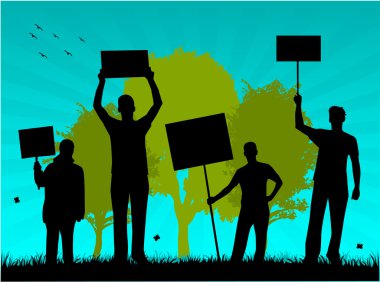 Environmentalists protest-outdoor illustration of vectors clipart