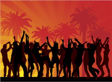 Holiday party on the beach- vector clipart