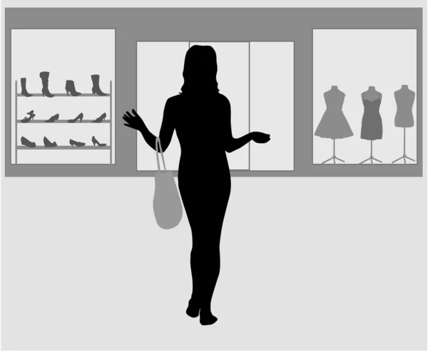 Uma mulher fazendo compras no shopping — Vetor de Stock