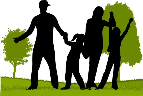 Image de famille pour une promenade — Image vectorielle