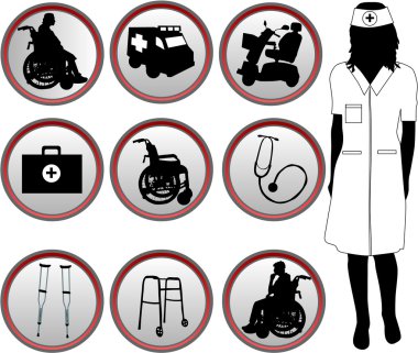 Medical Icons - silhouette of nurse clipart